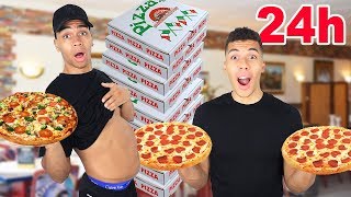 NUR PIZZA ESSEN FÜR 24 STUNDEN CHALLENGE   Kelvin und Marvin [upl. by Sewoll]