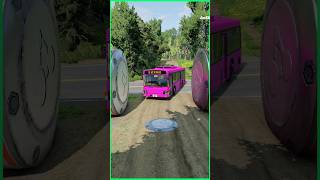 Buses Bollard Crash 16 beamngdrive beamng beamngcrashes [upl. by Cirdor]