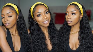 THE EASIEST WIG EVER How I Prep My Natural Hair  Install Headband Wig 24quot Water Wave  Julia Hair [upl. by Zarla]