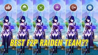 F2P RAIDEN BEST TEAM  Raiden Team Comparison  Genshin Impact [upl. by Jacquelynn]