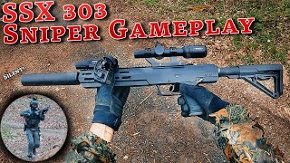 Novritsch SSX303 Silent SNIPER Gameplay  1vs1 on closed Airsoft Gamefield [upl. by Mcconnell516]