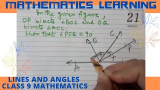 in the given figure OP bisects angle BOCLines and Angles NCERT Class 9 Mathematics [upl. by Novyat284]