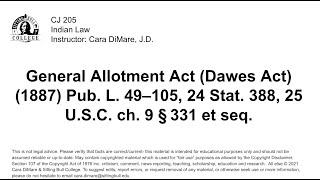 General Allotment Act Dawes Act 1887 Pub L 49–105 24 Stat 388 Audio transcript [upl. by Liatris]