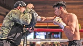 Ryan Garcia  SMASHES THE PADS   FULL LAS VEGAS PUBLIC WORKOUT vs Romero Duno [upl. by Melessa]