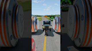 School Bus amp Mix Buses vs Big Bollards shorts beamngdrive bus [upl. by Alisun790]