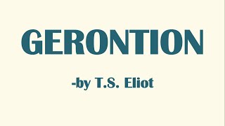 Gerontion in Hindi  TS Eliot  Line by Line Full Summary and Explanation [upl. by Anilahs458]