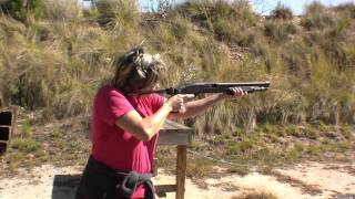 Mrs Peacekeeper shooting a Remington 870 short barrel shotgun [upl. by Sulohcin]