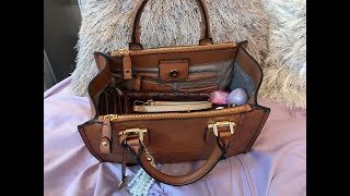 Whats in my London Fog Cognac Satchel Bag [upl. by Dirgis]