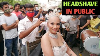 English bride headshave  Head shave women India 2021  Mundan ceremony vlog  Indian new barbershop [upl. by Aniles]