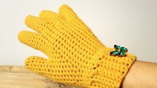 How to crochet GLOVES with fingers ♥ CROCHET LOVERS [upl. by Enimsaj]