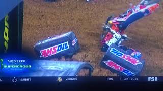 Marvin Musquin crash Houston  450 monster energy Supercross [upl. by Layne]