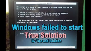 Windows failed to start  how To Fix this problem  hindi [upl. by Anawik943]