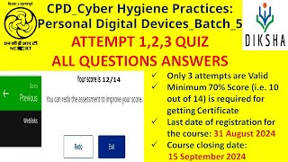 CPD Cyber Hygiene Practices Personal Digital Devices Batch 5QUIZ ANSWERScpd quiz [upl. by Hennie911]