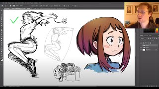 Manga girl ActionPose und Portrait  Manga und Anime zeichnen lernen  Uraraka aus My Hero Academia [upl. by Akemed221]