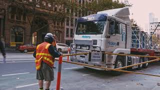 Prefabricated module assembly in 1 hour  Collins House Melbourne [upl. by Lipp729]