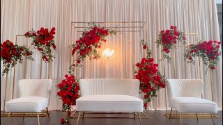 DIY  Gold Stand Floral Decor DIY  Dollar Tree Red Floral Decor DIY  Floral Mehndi Decor [upl. by Rambow]