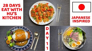 DAY 11  JAPANESE INSPIRED THEME  JAPANESE RAMEN  MUSHROOM IN BLANKETS  KATSU CURRY [upl. by Ellenhoj666]