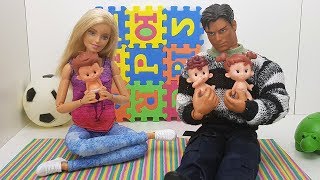 Rotina de Mãe e Pai após o nascimento dos bebês versão Boneca Barbie [upl. by Yatnod377]