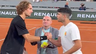 Carlos Alcaraz and Stefanos Tsitsipas Together on the Court  RolandGarros 2024 [upl. by Leinoto850]