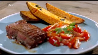 Gegrilde steak met zoete aardappel en tomatensalsa [upl. by Yrrad]