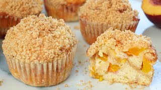 Fresh Peach Muffins with Crunchy Streusel Topping [upl. by Lupee796]