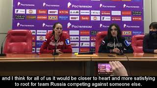 Zagitova Medvedeva  Press Conference Nr 2 at 2021 Channel One Cup  Feb 7 2021 [upl. by Isnyl]