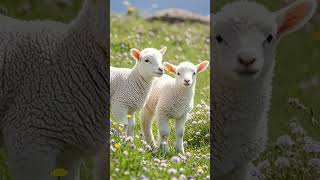 Playful Lamb Duo Enjoying the Meadow 🌸🐑lambs naturelovers [upl. by Ddet]