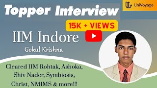 IPMAT Topper Interview of a COMMERCE WITH MATH student  IIM Indore  GOKUL KRISHNA [upl. by Madge]