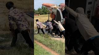 Harvester Machine Stuck In Mud shortvideo harvester [upl. by Georgi]