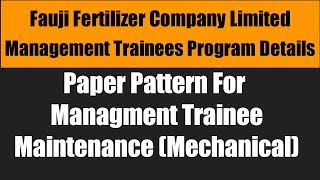 NTS Fertilizer Jobs Details amp Paper pattern for Management Trainee Maintenance Mechanical [upl. by Turley]