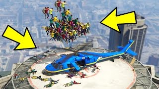 CAN 100 PEOPLE SURVIVE THE HELICOPTER BLADES IN GTA 5 [upl. by Trygve530]