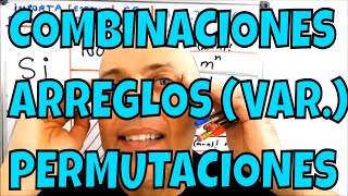 DIFERENCIA ENTRE PERMUTACIONES Y COMBINACIONES  ARREGLOS  VARIACIONES  CON Y SIN REPETICIÓN [upl. by Lodie]