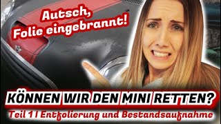 Folierung entfernen I Folie eingebrannt  Ist der Mini Cooper noch zu retten Teil1 [upl. by Bartholomeus307]