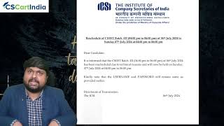 BIG BREAKING NEWS  ICSI Official Announcement  CSEET July 2024 RE EXAM [upl. by Aerdnaz]