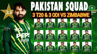 Pakistan tour of Zimbabwe 2024  Pcb Announced 15 members squad T20 amp Odi Series  Pak Squad vs Zim [upl. by Ciccia]