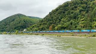 The old Löhnberg Mill freight trains a barge and Braubach DE [upl. by Hoseia]