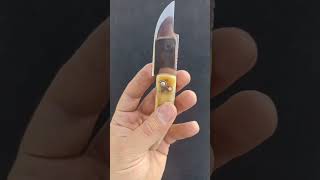 selfmade rams horn mini pocket knifeyoutubeshorts short video youtube knifeskills love [upl. by Mrots]