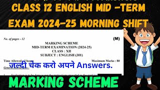 Class 12 English Mid term Answer key morning shift 202425  English paper solutions [upl. by Hanas958]