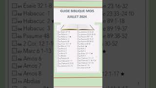 Guide de lecture biblique mois de Juillet 2024 [upl. by Goldi714]