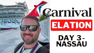 Carnival Elation Bahama Cruise Vlog  Day 3 Nassau Sea and See Excursion and the Mega Deck Party [upl. by Ekez834]