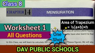 DAV class 8 maths chapter 14 Mensuration worksheet 1  all questions solved [upl. by Anire96]