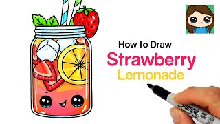 How to Draw Strawberry Lemonade 🍓🍋 Summer Art Series 12 [upl. by Elahcim]