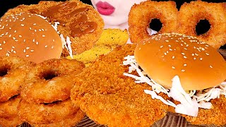 ASMR MUKBANG｜GIANT PORK CUTLET BURGERS CHEESE STICKS FRENCH FRIES SQUID RING 대왕돈까스 햄버거 치즈스틱 먹방 [upl. by Narhet]