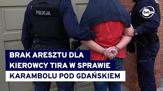 Brak aresztu dla kierowcy tira po tragicznym karambolu 21 aut na S7 TVN24 [upl. by Layap469]