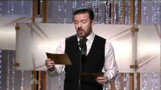 Golden Globes 2011  Ricky Gervais Introduces Tom Hanks amp Tim Allen [upl. by Llednav903]