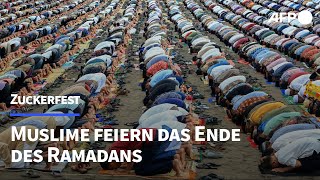 Muslime feiern Ende des Fastenmonats Ramadan  AFP [upl. by Eselrahc]