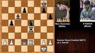 SmithMorra Gambit Marc Esserman vs Dommaraju Gukesh 2017 [upl. by Enilaf]