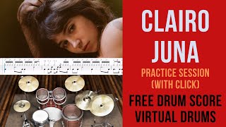 Clairo  Juna Drum Slow Practice virtual drums FREE SCORE [upl. by Nroht646]