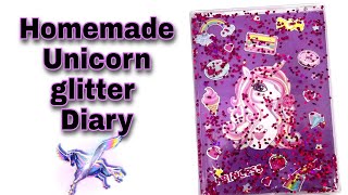 Diy Homemade Unicorn glitter real diary making  homemade diary [upl. by Kravits809]