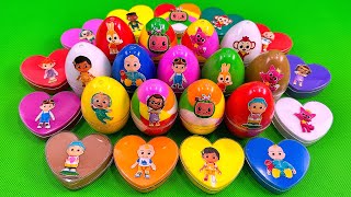 Rainbows Eggs 🌈 Finding Pinkfong in Heart Shapes with Rainbow SLIME Colorful Satisfying ASMR [upl. by Otrebilif]